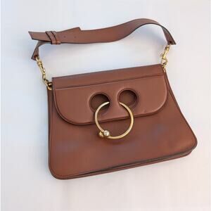 JW Anderson Pierce Brown Leather Medium Handbag Shoulder Bag